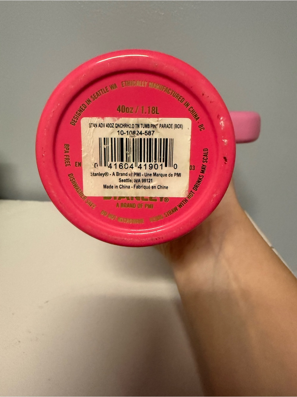 Stanley Hot Pink Insulated Travel Tumbler with Handle and Straw - Picture 3 of 6